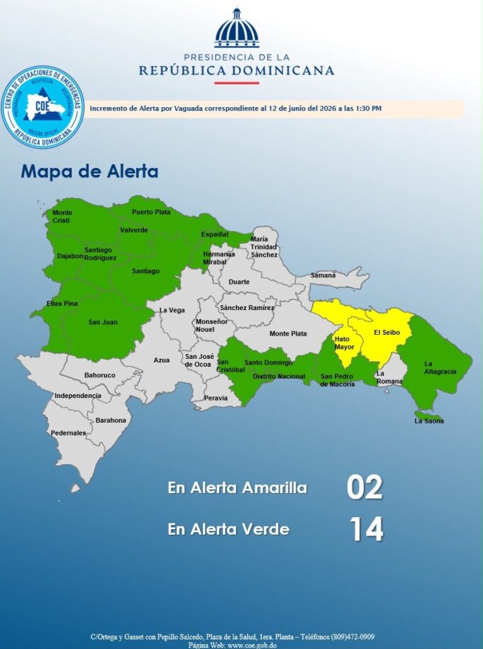 COE eleva alertas por lluvias y coloca dos provincias en amarillo