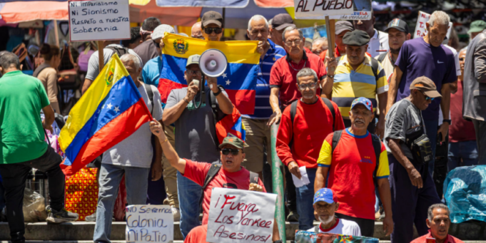 Chavistas protestan en Caracas y reclaman salida de EE.UU. de Venezuela