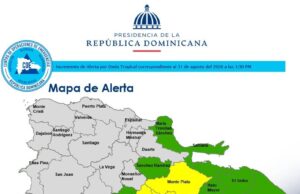 COE mantiene cuatro provincias en alerta amarilla y otras 10 en verde por las lluvias